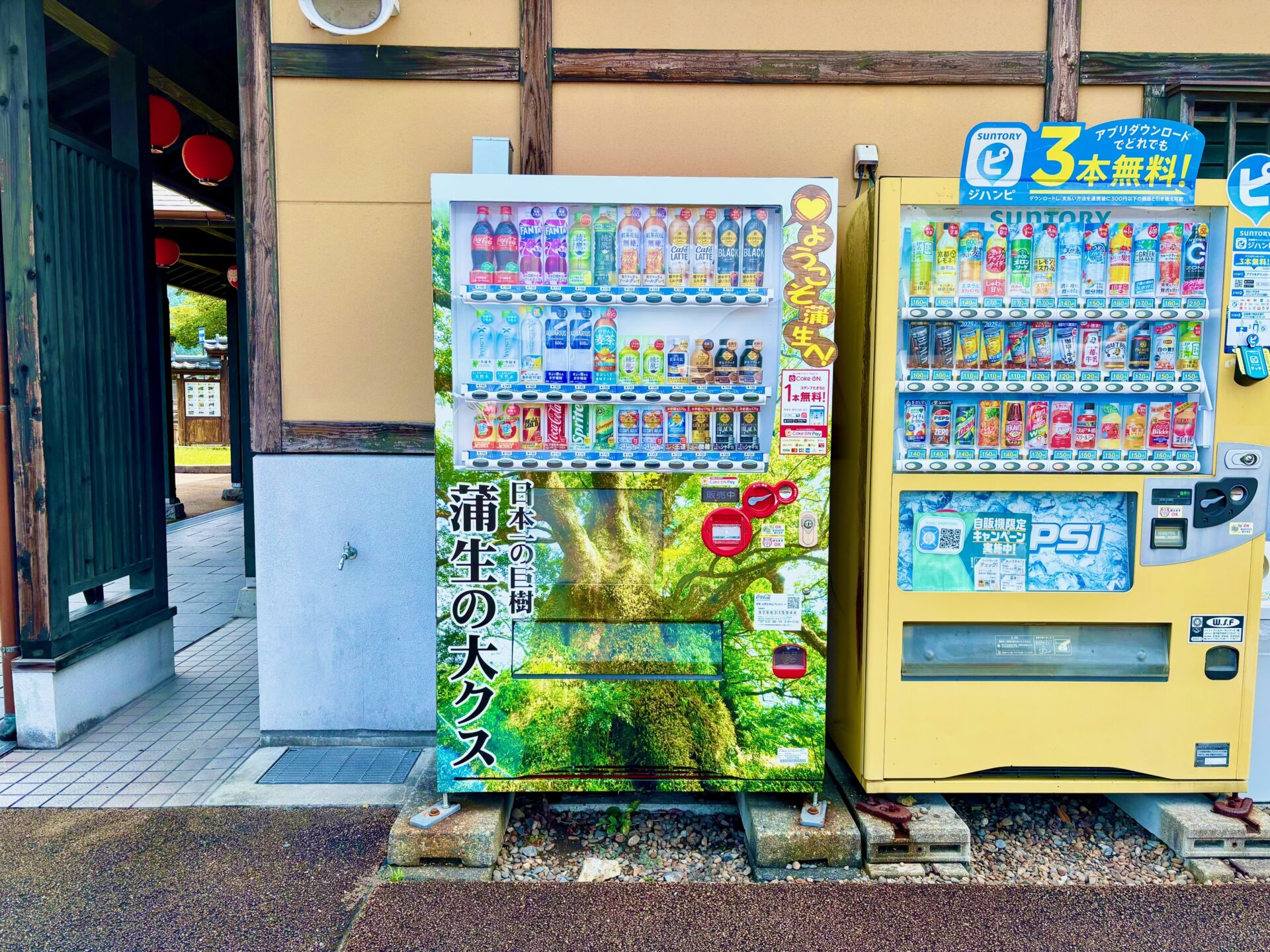 蒲生観光交流センターの自販機が大クス仕様に！
